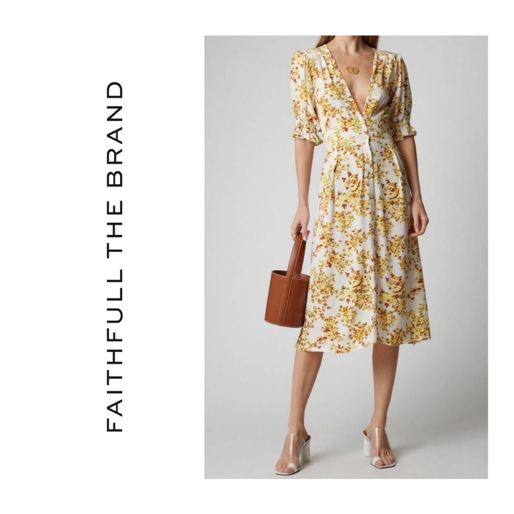 FAITHFULL THE BRAND Rafa Midi Dress Size Medium